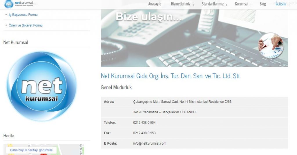 yemek şirketi iletişim telefon