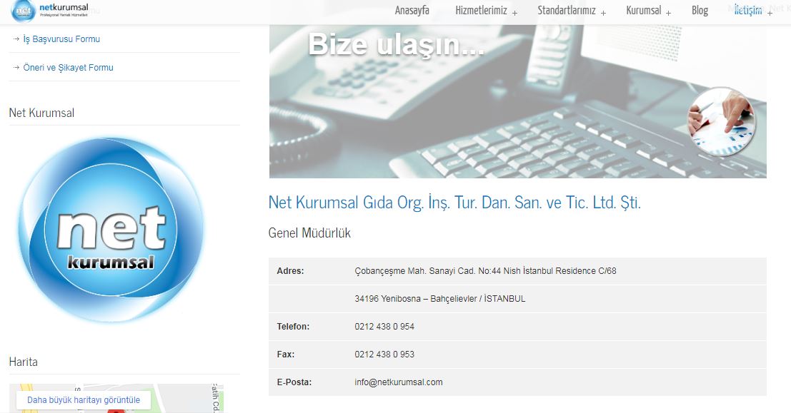 yemek şirketi iletişim telefon
